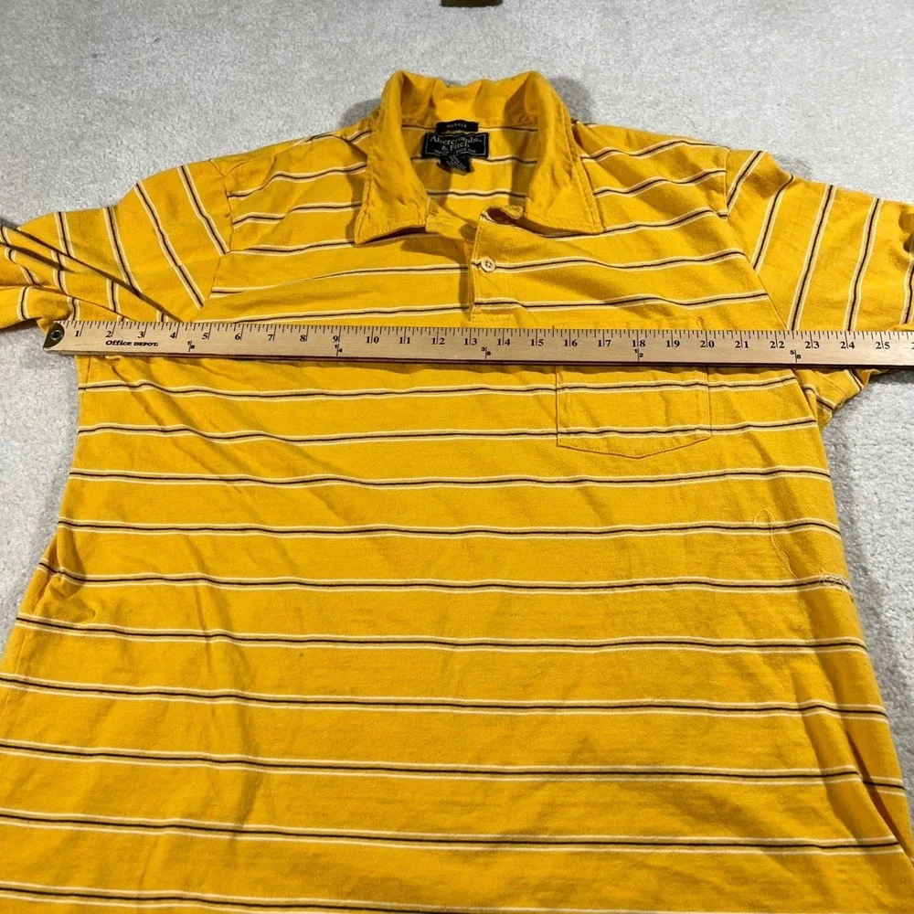 Abercrombie‎ & Fitch Polo Mens XL Yellow Striped Muscle Fit Long Sleeve Vintage